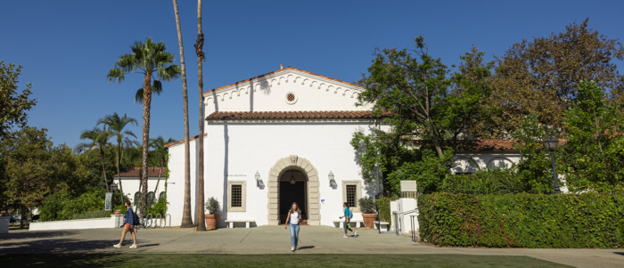 students walking in front of balch hall