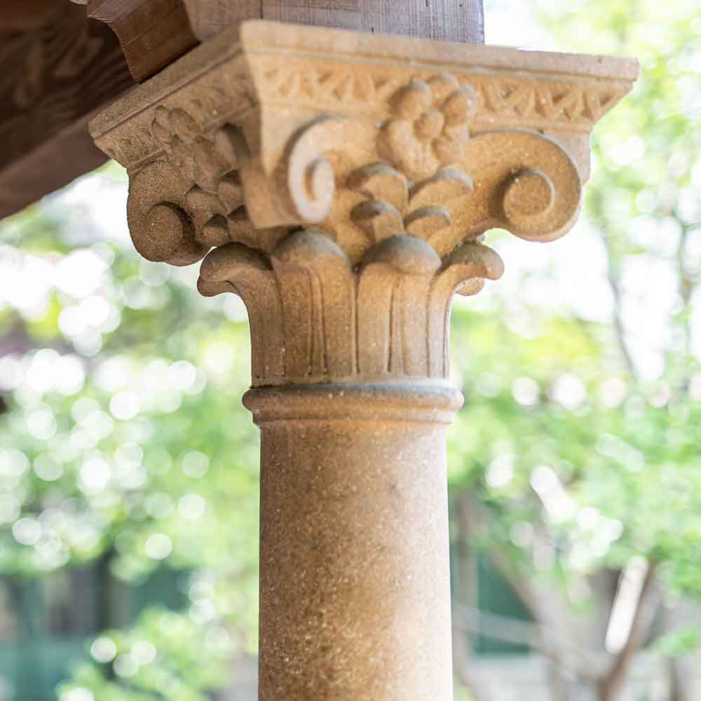 Column at Scripps in the rose garden