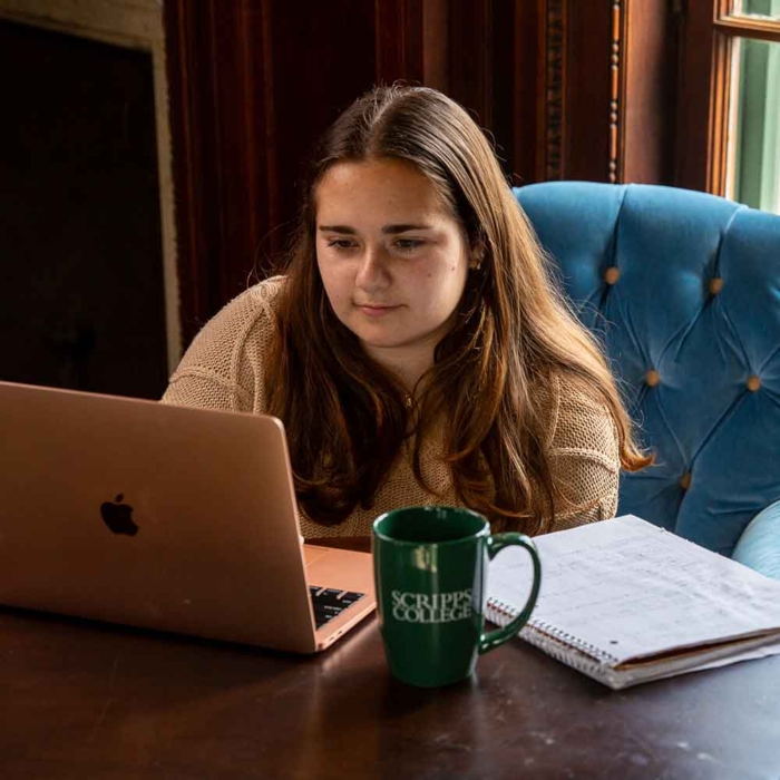Student working on a laptop