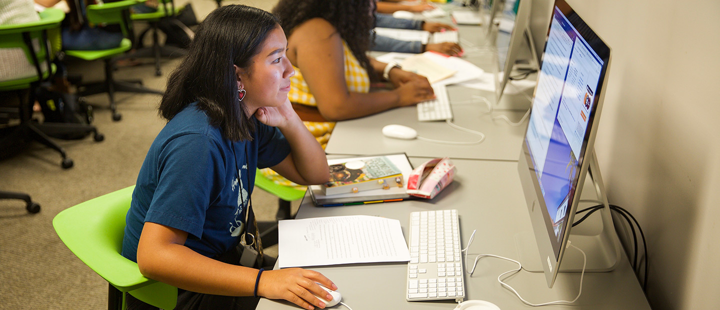 Scripps College Academy student at computer