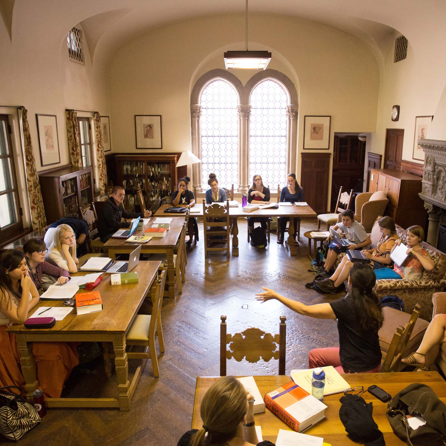 Students in class at Denison Library.