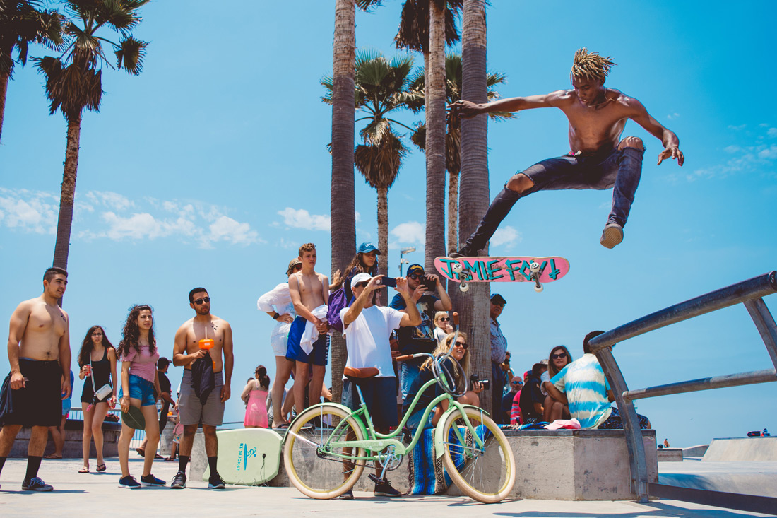 a skateboarder at Venice Beach