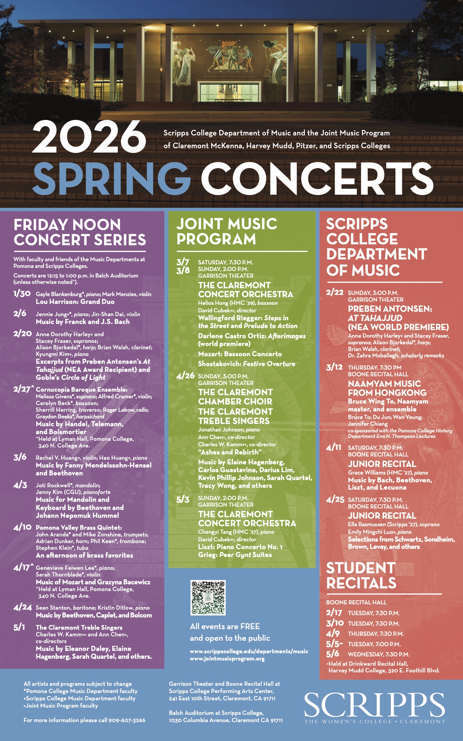 Flyer for Music Concerts Spring 2026