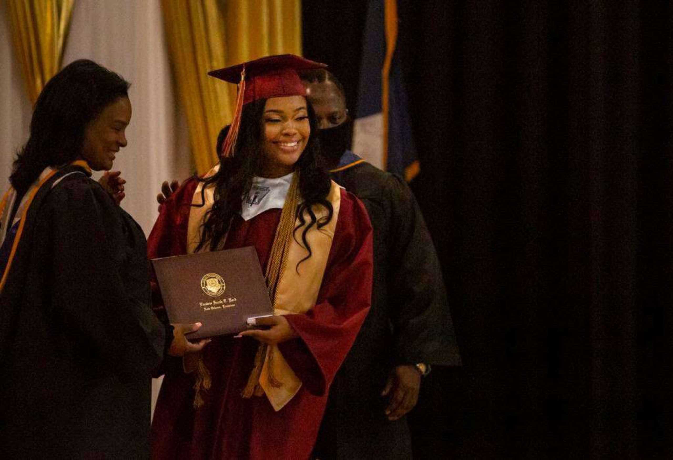 Jon'nae Sylvester, underrepresented student at Scripps College, as valedictorian at her high school graduation