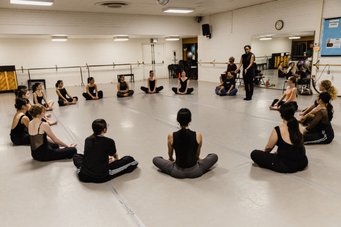 Dance sudents rehearsing