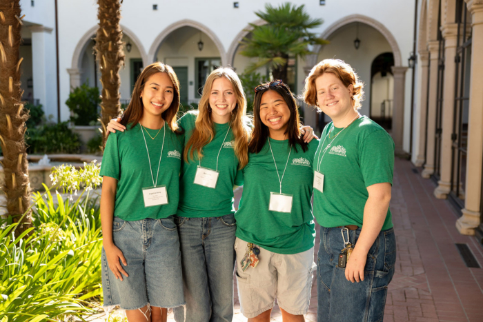 Four Scripps students at Schow Hall