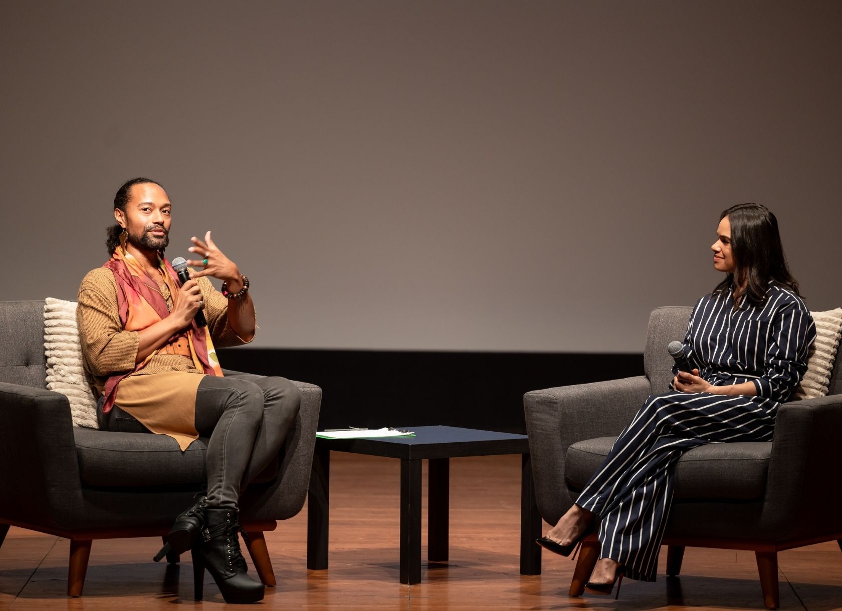 Abdiel Jacobsen moderating a conversation with Misty Copeland at Scripps Presents in April 2025