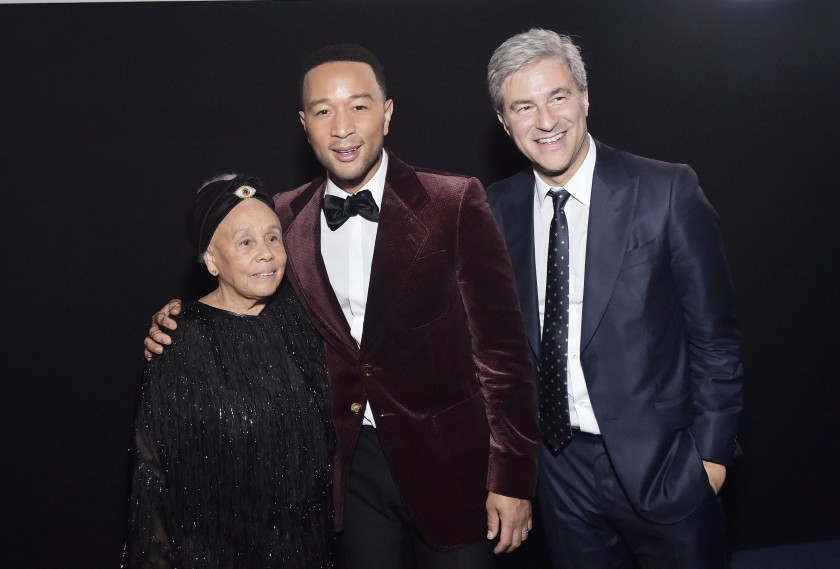 Betye Saar, John Legend, and LACMA director Michael Govan at the museum's annual gala.