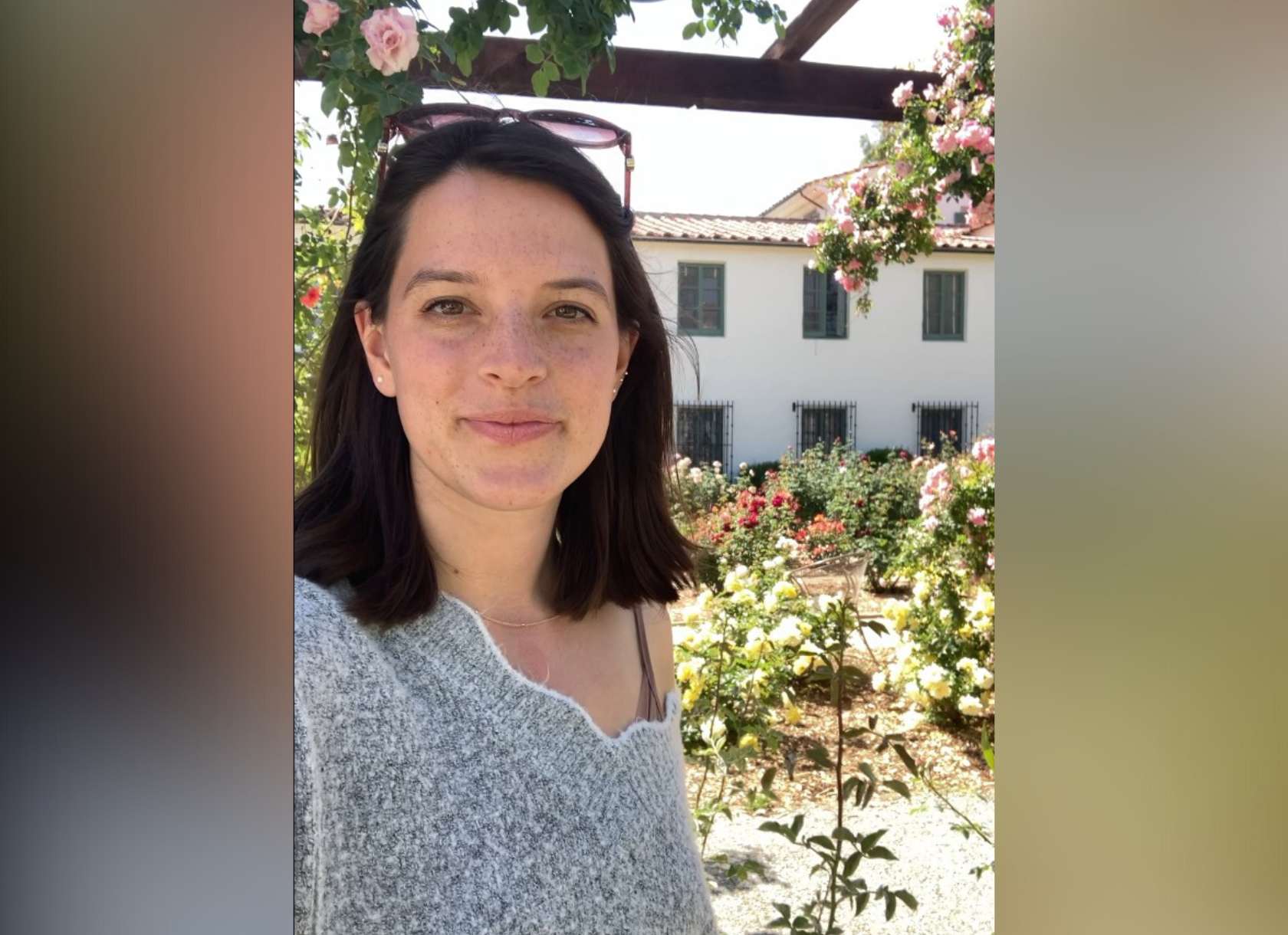 Portrait of Chanah Haigh '23 at the Scripps College Rose Garden