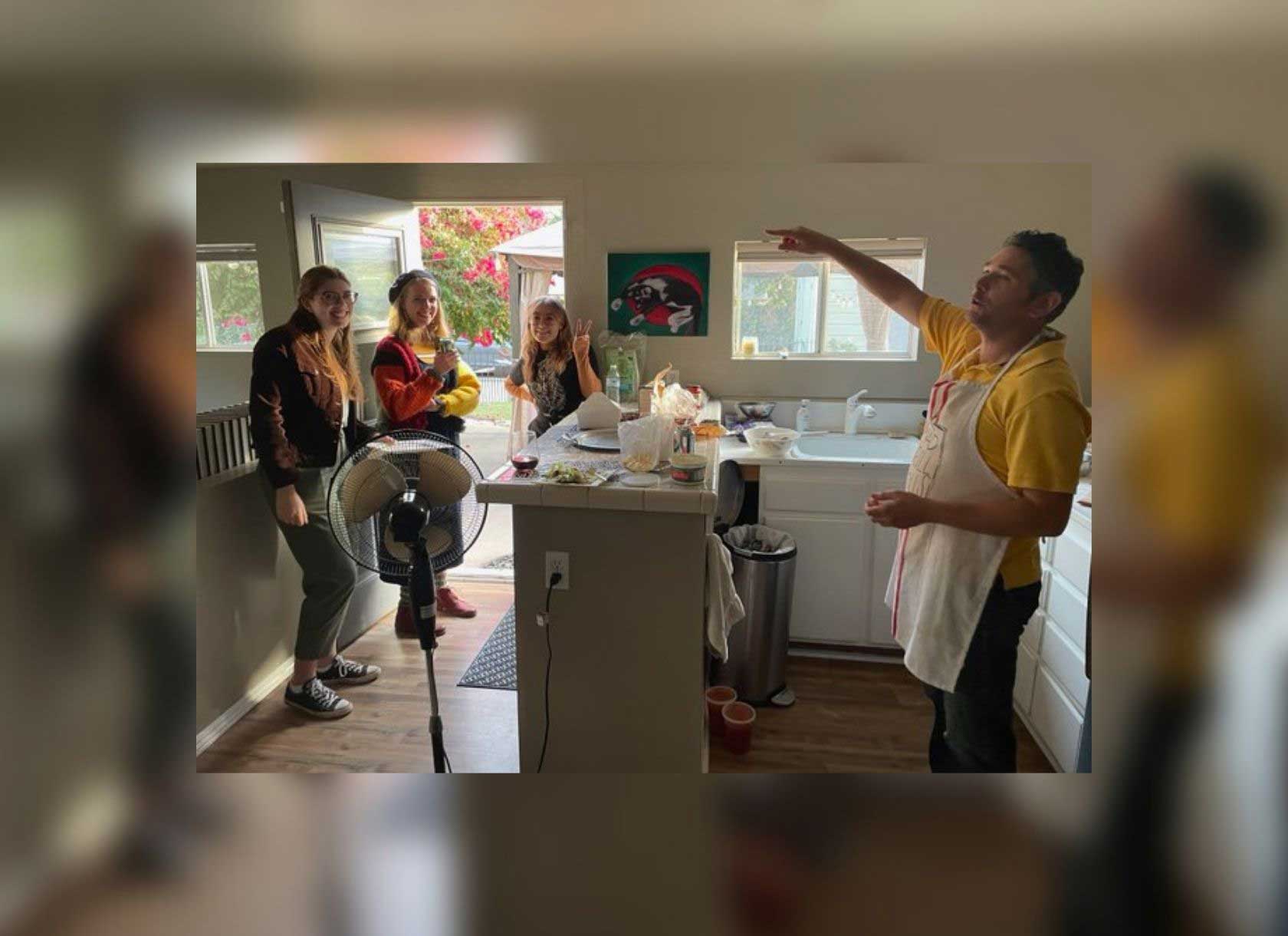 Associate Professor of History Corey Tazzara prepares homemade pizza for Scripps College students