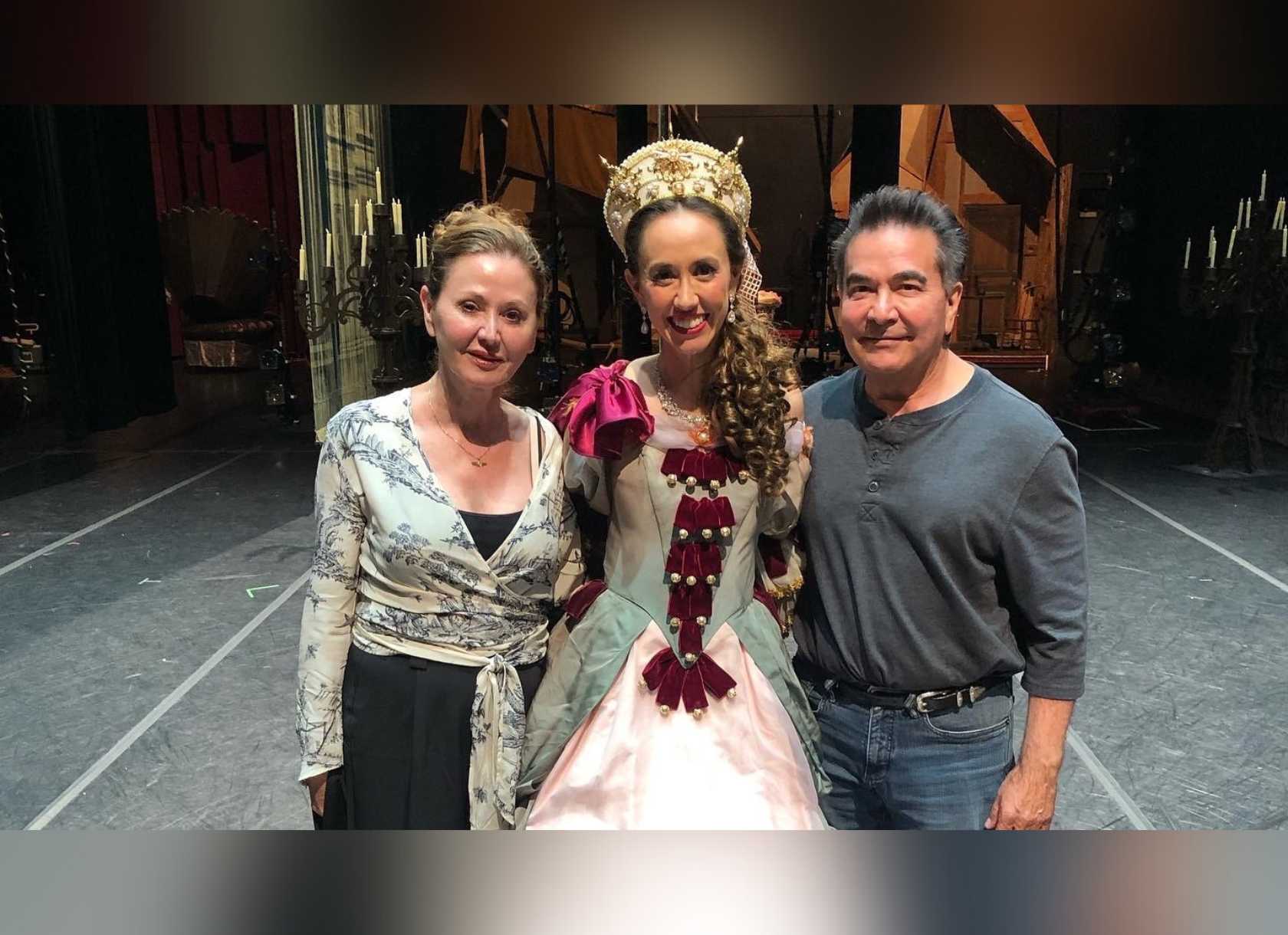 Ferrin Ruiz '08 poses with two other people after her performance of Sleeping Beauty
