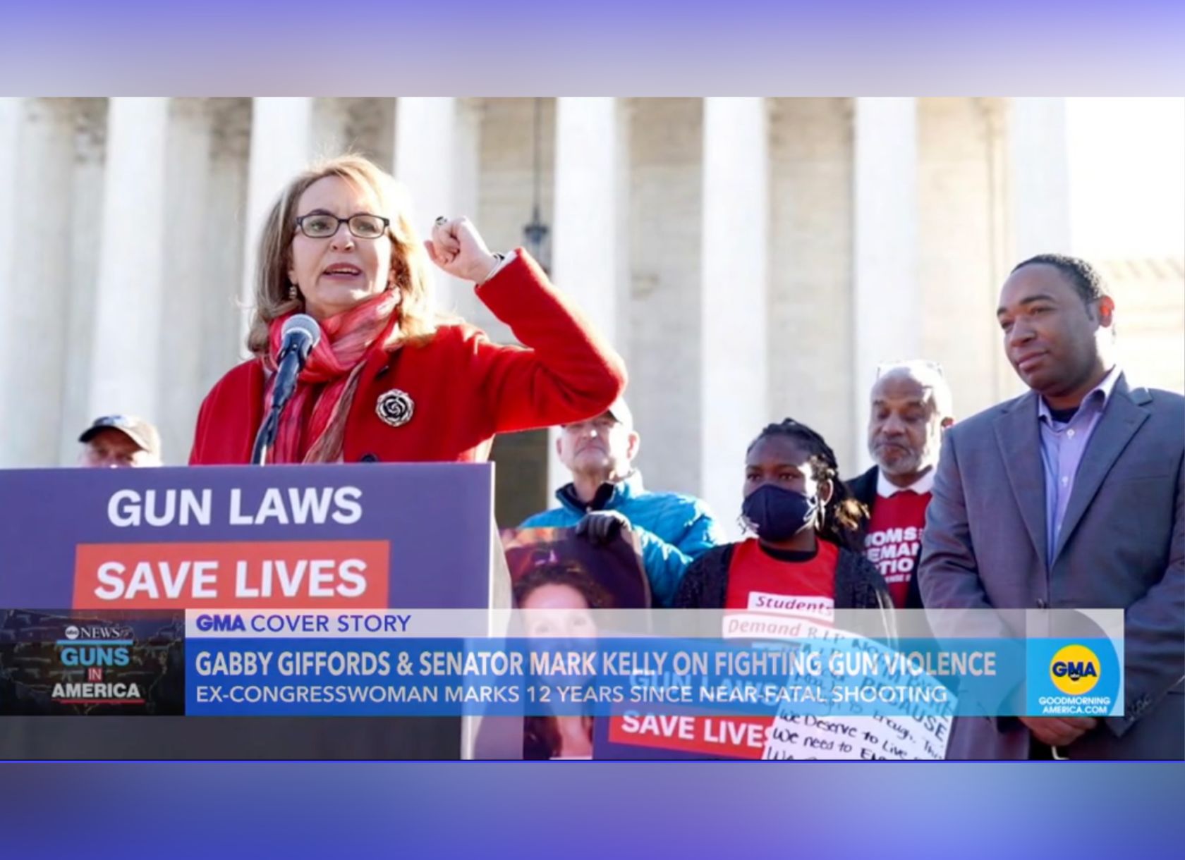 Still of Gabby Giffords from Good Morning America video footage