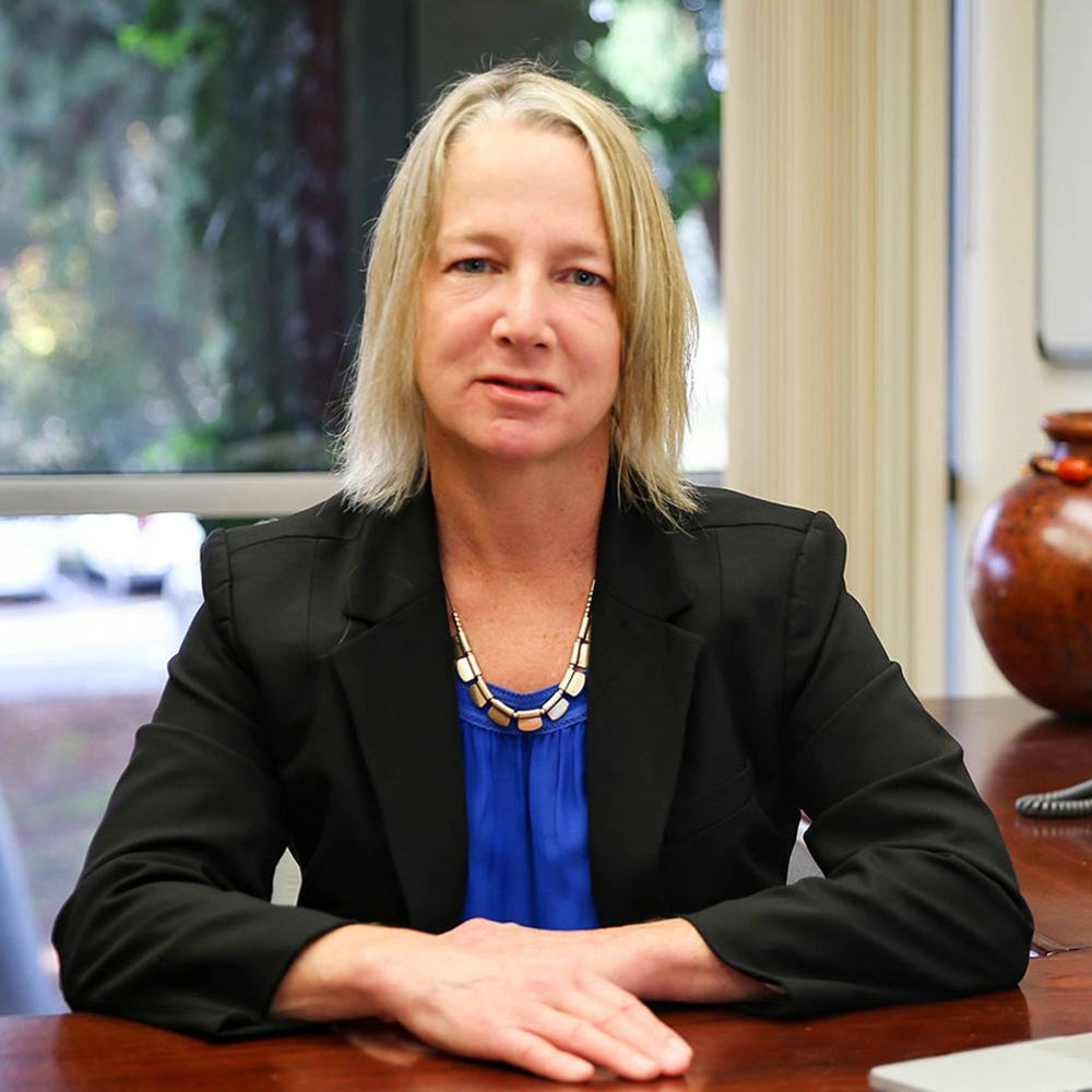 Portrait of Stacey Wood, Molly Mason Jones Chair in Psychology and professor of psychology at Scripps College in Claremont, California