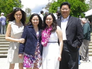 The Shieh family (l-r): Beverly '08, Raven, Tiffany '11, and Thomas