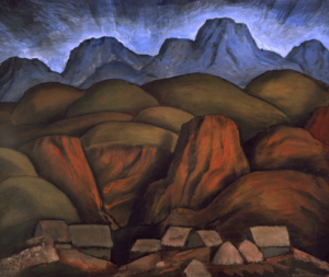Alfredo Ramos MartÃnez, Paisaje Mexicano / Mexican Landscape, ca. 1935. Gouache and Conté crayon on paper, 27 x 32 1/2 inches. Scripps College, Claremont, CA. © Alfredo Ramos Martinez Research Project, reproduced by permission.