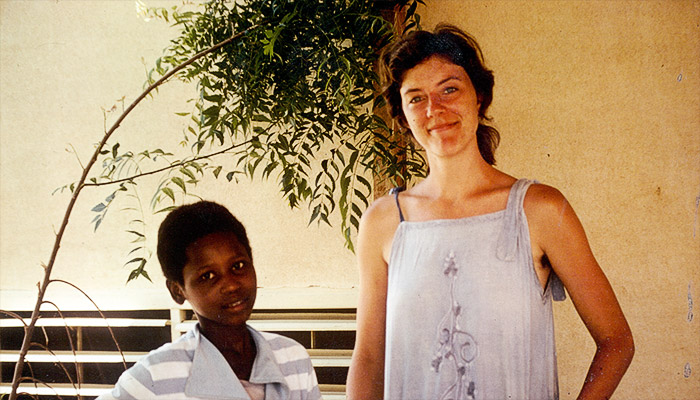 Susan Corbett with African child in 1975