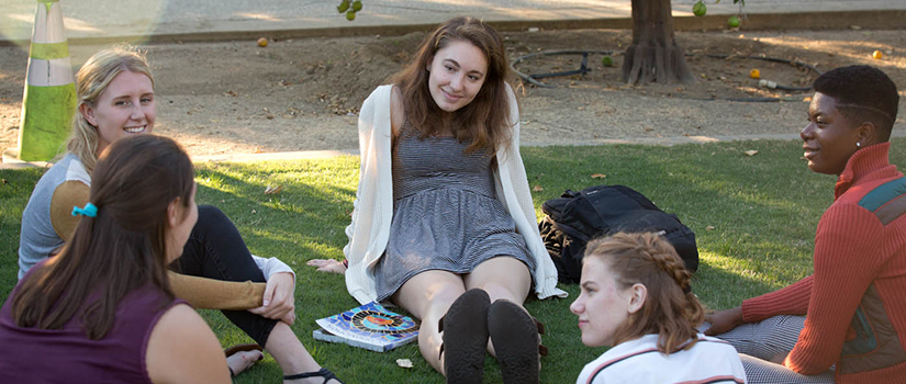 Students sitting outdoors at scripps