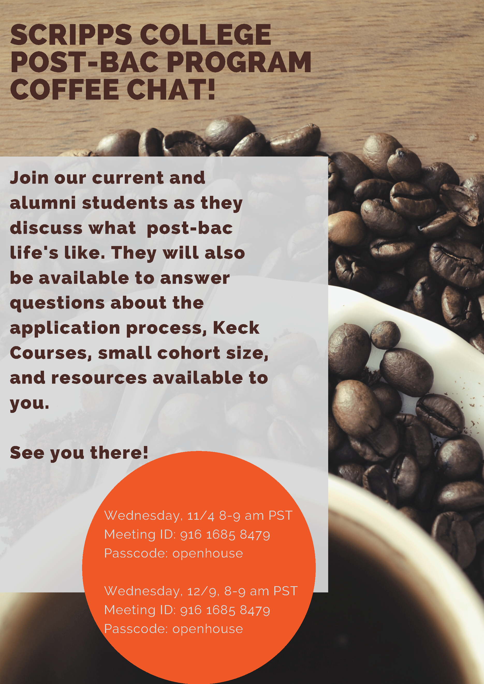Coffee Chatspost Baccalaureate Premedical Program Coffee Chatspost Baccalaureate Premedical Program