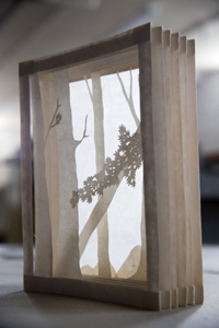 A display made by papermaking.