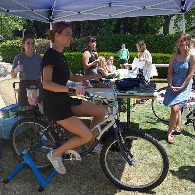 Student on bike