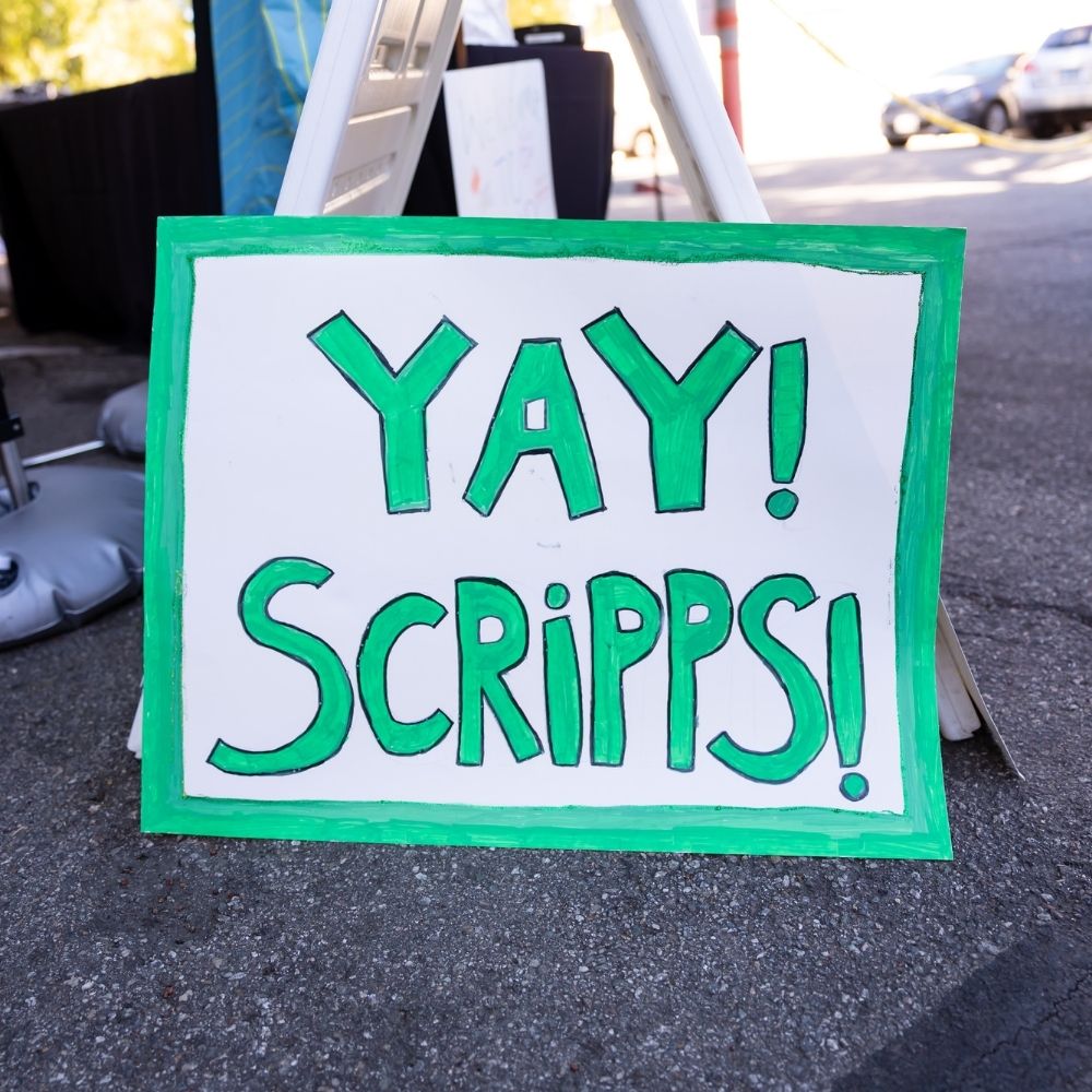 Yay Scripps written in green on a poster