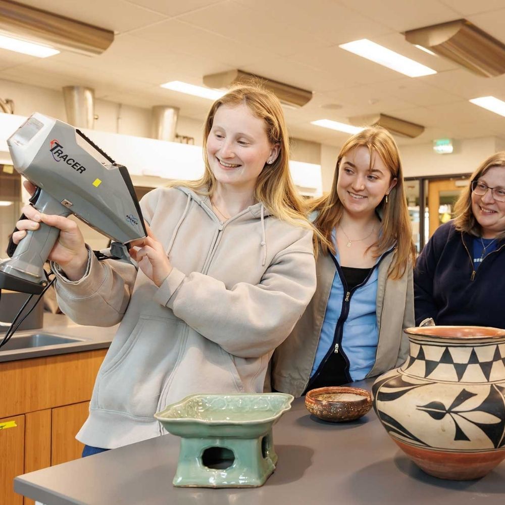 Scripps students and faculty use an X-ray to examine artifacts.